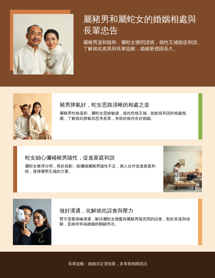 屬豬男和屬蛇女的婚姻相處與長輩忠告